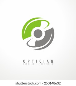 Optician creative symbol concept. Minimalistic logo design template for medical care. Eye icon.