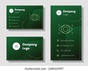 Optician store business card template, eyeglasses shop corporate marketing advertisement, optics glasses online contact invitation card, abstract flyer, line art creative banner design, isolated