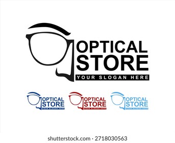 Ilustración vectorial de gafas de ojo abstractas con logotipo de tienda óptica