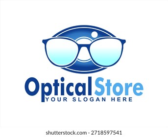 Ilustración vectorial de gafas de ojo abstractas con logotipo de tienda óptica