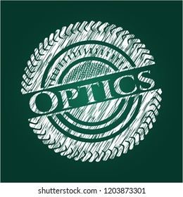 Optics chalkboard emblem on black board