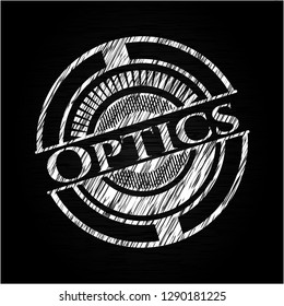 Optics chalkboard emblem on black board