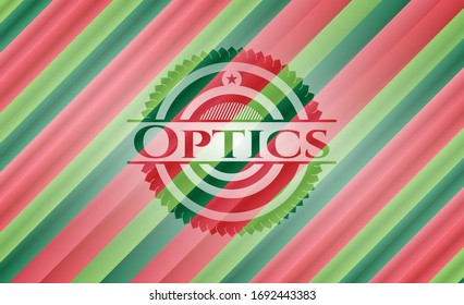 Optics christmas colors style badge. Vector Illustration. Detailed.