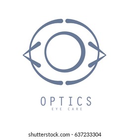 Optics eye care logo symbol hand drawn illustration
