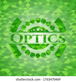 Optics green emblem. Mosaic background. Vector Illustration. Detailed. 