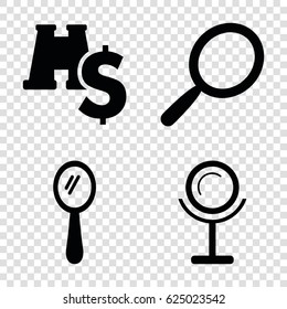 Optics icons set. set of 4 optics filled icons such as mirror