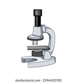 optics microscope cartoon. resolution specimen, objective eyepiece, focus illumination optics microscope sign. isolated symbol vector illustration