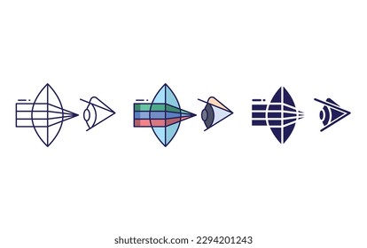Optics physics line and solid illustration icon