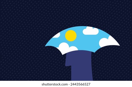 Optimism amid darkness and sadness. Sunny morning in night days illustration