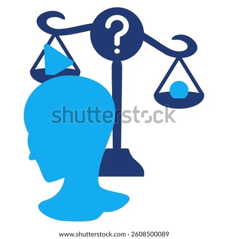 Optimism Bias icon represented by human, scali, question mark Dualtone style.