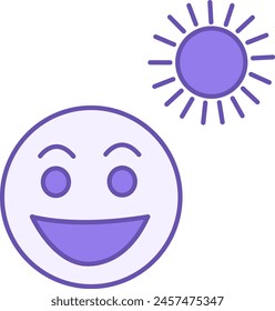 Icono de color de optimismo. Vector Icono del Rostro Humano con Sonrisa y Sol. Salud Mental. Concepto De Pensamiento Positivo