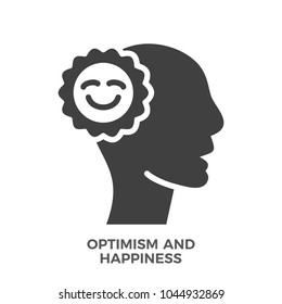 Optimism and Happiness Glyph Vector Icon Isolated on the White Background.