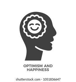 Optimism and Happiness Glyph Vector Icon Isolated on the White Background.