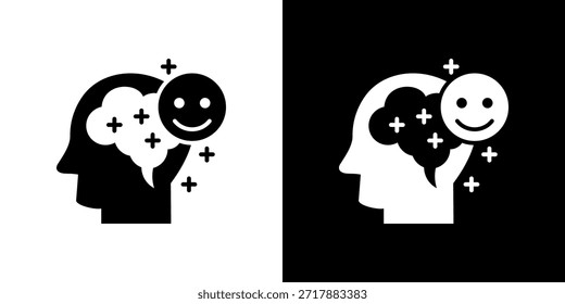 Icono de optimismo lleno en blanco y negro.
