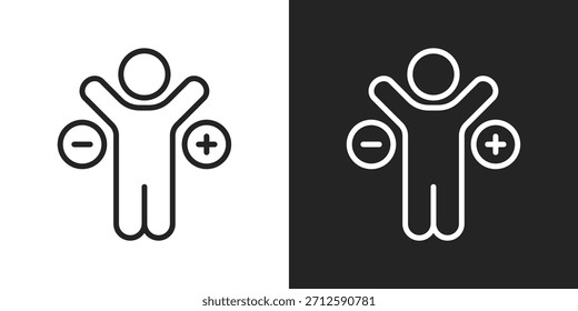 Optimism Icon In Black And White Line Style