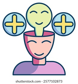 Optimism Icon - Lineal Color Style - Cognitive Biases Theme