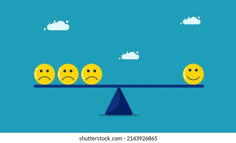 optimism or positive thinking. Balancing happiness and sadness