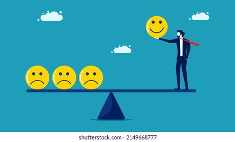 optimism or positive thinking. Balancing happiness and sadness