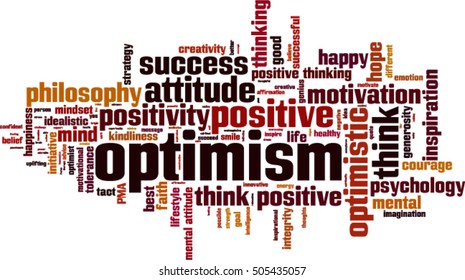 Optimism word cloud concept. Vector illustration