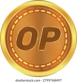 optimism-op coin vector illustrations. 3d illustration. vector coins.