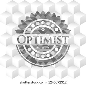 Optimist grey emblem with cube white background