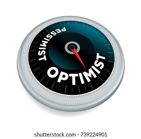 An Optimist Over Pessimist Dial Meter Odometer Concept Illustration Isolated On White. Vector EPS 10 Available.