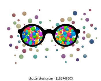 optimist view concept, inner happiness concept, look bright idea, vector