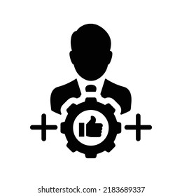 Optimistic, approve, confident icon. Black vector graphics.