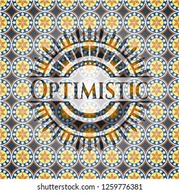 Optimistic arabesque style badge. arabic decoration.