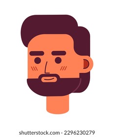 Optimistic bearded man semi flat vector character head. Smiling guy with long facial hair. Editable cartoon avatar icon. Face emotion. Colorful spot illustration for web graphic design and animation