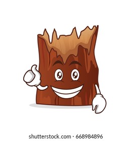 Optimistic broken tree cartoon character vector illustration