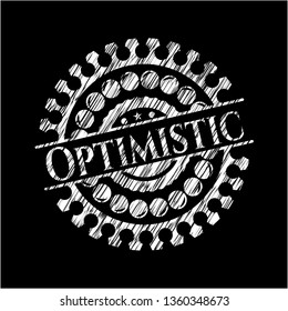 Optimistic chalkboard emblem on black board