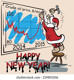 Optimistic Christmas greeting card for oil and gas industry workers. EPS8 vector illustration.