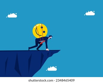 optimistic and determined. Positive businessman getting ready to jump on a high cliff 