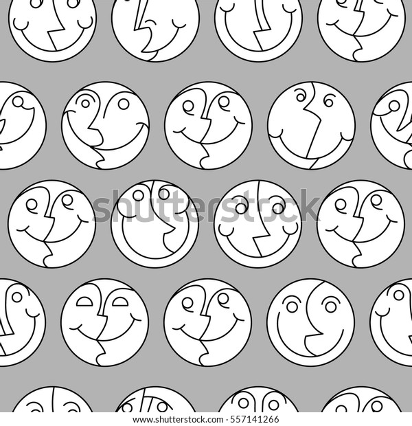 Optimistic Emotional Smiling Faces Pattern Rgb Stock Vector (Royalty ...