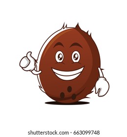 Optimistic face coconut cartoon character vector art