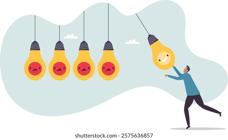 Optimistic, happiness or positive thinking inspire other people happy,business concept.flat character.