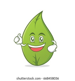 Optimistic Leaf Character Cartoon Art Vector Illustration