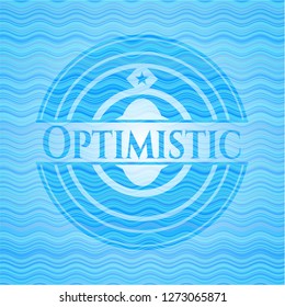 Optimistic light blue water emblem.