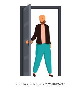 El hombre optimista abre la puerta a nuevas posibilidades, esperanza y un nuevo comienzo