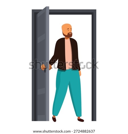 Optimistic man opens door to new possibilities, hope, and a fresh start