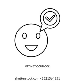 ícone de linha de conceito do outlook otimista. Ilustração de elemento simples. 
design de símbolo de esboço do conceito otimista do outlook.