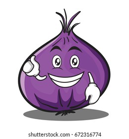 Optimistic red onion character cartoon