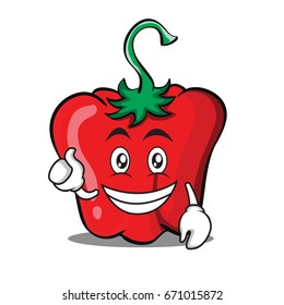 Optimistic red pepper character cartoon vector illustration
