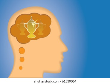 Optimistic Thinking about moment of success, Winning, prize, reward and honor
