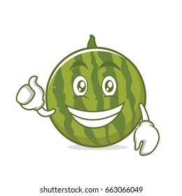 Optimistic watermelon character cartoon style vector art