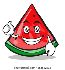 Optimistic watermelon character cartoon style vector illustration