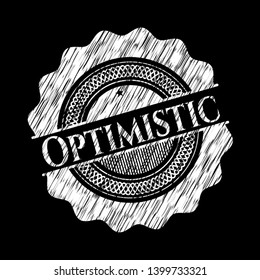 Optimistic written on a blackboard. Vector Illustration. Detailed.