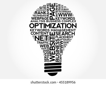 OPTIMIZATION bulb word cloud collage, business concept background