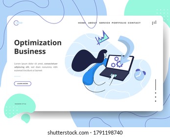 Optimization Business Illustration,the concept of Teamwork, can be used for landing pages, web, ui, banners, templates, backgrounds, flayer, posters, development.